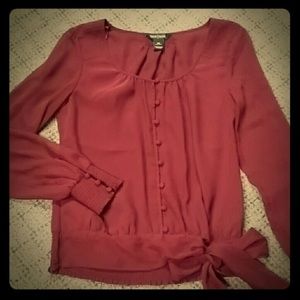 WHBM deep red/burgundy long sleeve blouse